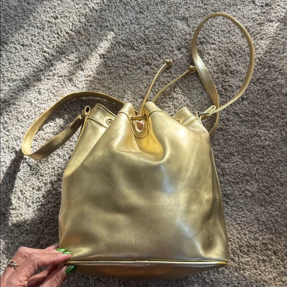 Château Vintage Leather Bucket Bag Lion Medallion